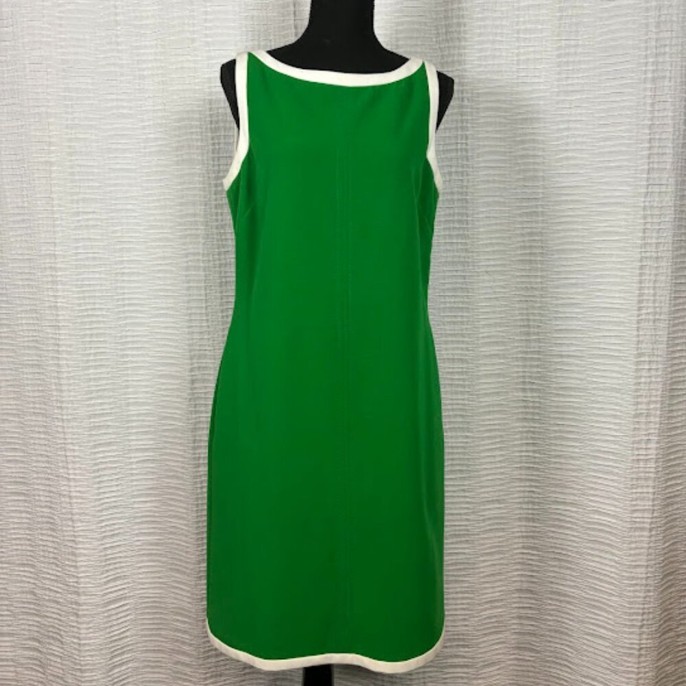 Banana Republic Mad Men Tipped Bright Shamrock Green Shift Dress